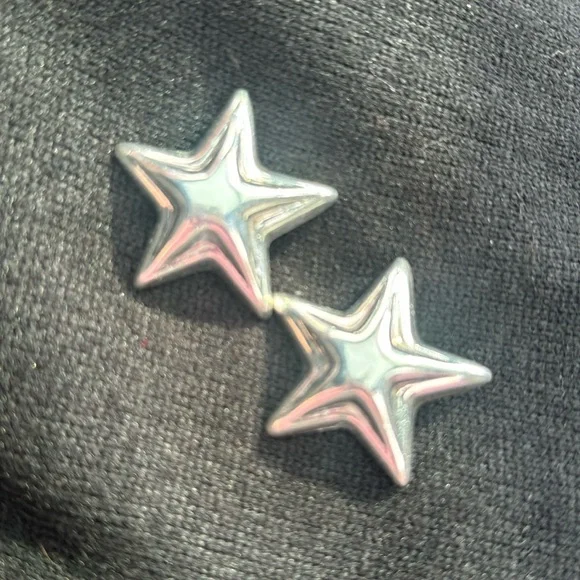 Sterling silver star earrings clip ons - Picture 3 of 6